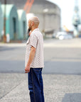 ADJUSTABLE COSTUME (アジャスタブルコスチューム) 半袖オープンカラーシャツ AS-121 "COTTON DOBBY STRIPE S/S OPEN SHIRT" ベージュ