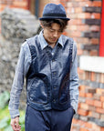 DALEE'S (ダリーズ) レザーベスト "Mest.C (メスト.C)" ...Horse Hide Leather Vest ネイビー