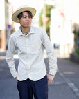 DALEE'S (ダリーズ) 長袖ドレスシャツ "CALICO.D (キャラコ.D) with COLLER No.4" ホワイトストライプ