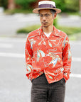 SUN SURF (サンサーフ) 長袖ハワイアンシャツ SS29205 "SOUTH SEA OUTRIGGER" レッド