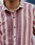 WARE HOUSE (ウエアハウス) 長袖プルオーバーシャツ 3050 "1900'S COLORED BODIES SHIRTS (ROUND COLLAR)" レッド