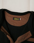 Dapper's (ダッパーズ) ヘンリーネック・半袖メッシュTシャツ 1465 "Henley Neck S/S Mesh Tee" ブラック×ブロンズ