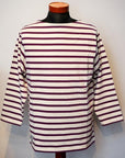 Dapper's (ダッパーズ) 8分袖Tシャツ 1574 "Three-Quarter Sleeve Border Tee" エクリュ/パープル