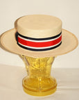 ADJUSTABLE COSTUME (アジャスタブルコスチューム) ボーターハット(カンカン帽) AHT-007 "Panama Boater Hat" ナチュラル×トリコロール
