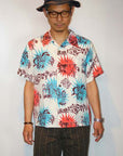 KEONI OF HAWAII (ケオニオブハワイ) by SUN SURF (サンサーフ) 半袖ハワイアンシャツ SS38466 "GAUGUIN WOODCUT III" オフホワイト