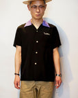 STYLE EYES (スタイルアイズ) レーヨン・ボウリングシャツ SE38837 "DON WOODS PAVING" ブラック