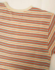 Dapper's (ダッパーズ) ヘンリーネック・半袖ボーダーTシャツ 1320 "Multi Stripe Border Henley Tee" ベージュ/オレンジ/スカイブルー