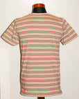 Dapper's (ダッパーズ) ヘンリーネック・半袖ボーダーTシャツ 1320 "Multi Stripe Border Henley Tee" ベージュ/オレンジ/スカイブルー