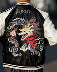TAILOR TOYO (テーラー東洋) リバーシブル・アセテートスカジャン TT15682 ブラック "WHITE DRAGON" × オレンジ "EAGLE"
