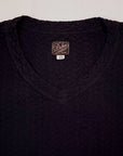 DALEE'S (ダリーズ) Vネック・半袖Tシャツ "FOX KNIT (フォックスニット)" ...30s CLASSIC KNIT FT.ブルー