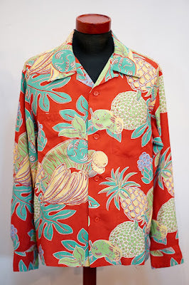 SUN SURF (サンサーフ)　長袖ハワイアンシャツ　SS29405　"TROPICAL FRUITS"　オレンジ