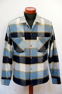 DELUXEWARE (デラックスウエア)　ウールシャツ　MVB-14　"THROUGH WOOL SHIRT"　ブルーチェック