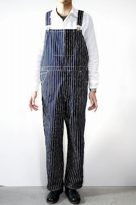 HEAD LIGHT (ヘッドライト)　ストライプデニム・オーバーオール　HD42498　"8oz. SPECIAL WOVEN STRIPE DENIM LOW BACK OVERALLS"　ワンウォッシュ