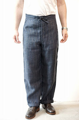Dapper's (ダッパーズ)　イージーパンツ　1713　"Classical Linen Easy Pants"　ネイビーストライプ