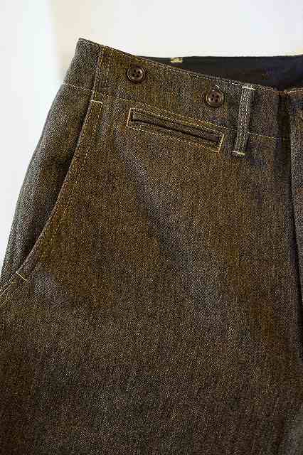 Dapper's (ダッパーズ)　ワイドワークトラウザース　1676　"Classical Army Style Wide Trousers"　オリーブブラウンサージ