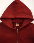 DELUXEWARE (デラックスウエア)　フルジップ・スウェットパーカー　SPZ-00　"FULLZIP PARKA PLAIN"　クリムゾンレッド