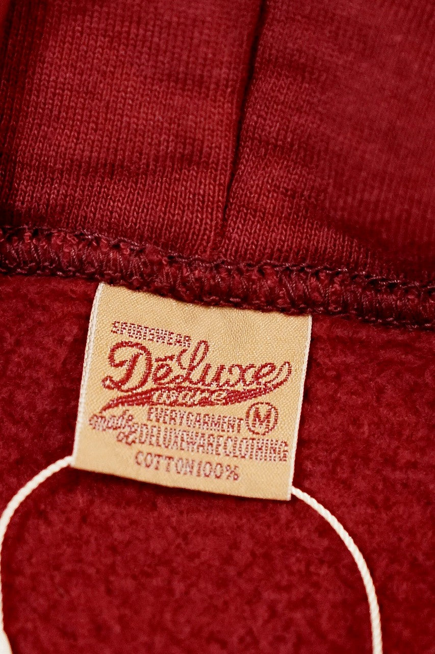 DELUXEWARE (デラックスウエア)　フルジップ・スウェットパーカー　SPZ-00　"FULLZIP PARKA PLAIN"　クリムゾンレッド