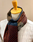 Dapper's (ダッパーズ)　カシミンク・マフラー　1666　"Cashmink Scarf by V.FRAAS"　イエローベージュ/ネイビー (ランダムチェック)