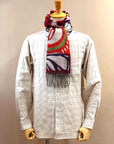 Dapper's (ダッパーズ)　カシミンク・マフラー　1666　"Cashmink Scarf by V.FRAAS"　レッド/ライトグリーン (ジオメトリックウェーブ)