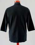 DALEE'S (ダリーズ)　6分袖ヘンリーネックTシャツ　"Rail Nit.C (レイルニット.C)"　...RAIL ROAD KNIT　ブラック