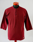 DALEE'S (ダリーズ)　6分袖ヘンリーネックTシャツ　"Rail Nit.C (レイルニット.C)"　...RAIL ROAD KNIT　ボルドー