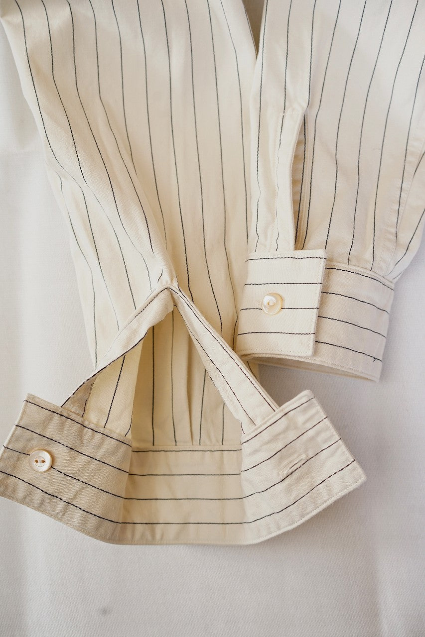 DALEE'S (ダリーズ)　長袖ドレスシャツ　"CALICO.D (キャラコ.D) with COLLER No.4"　ホワイトストライプ