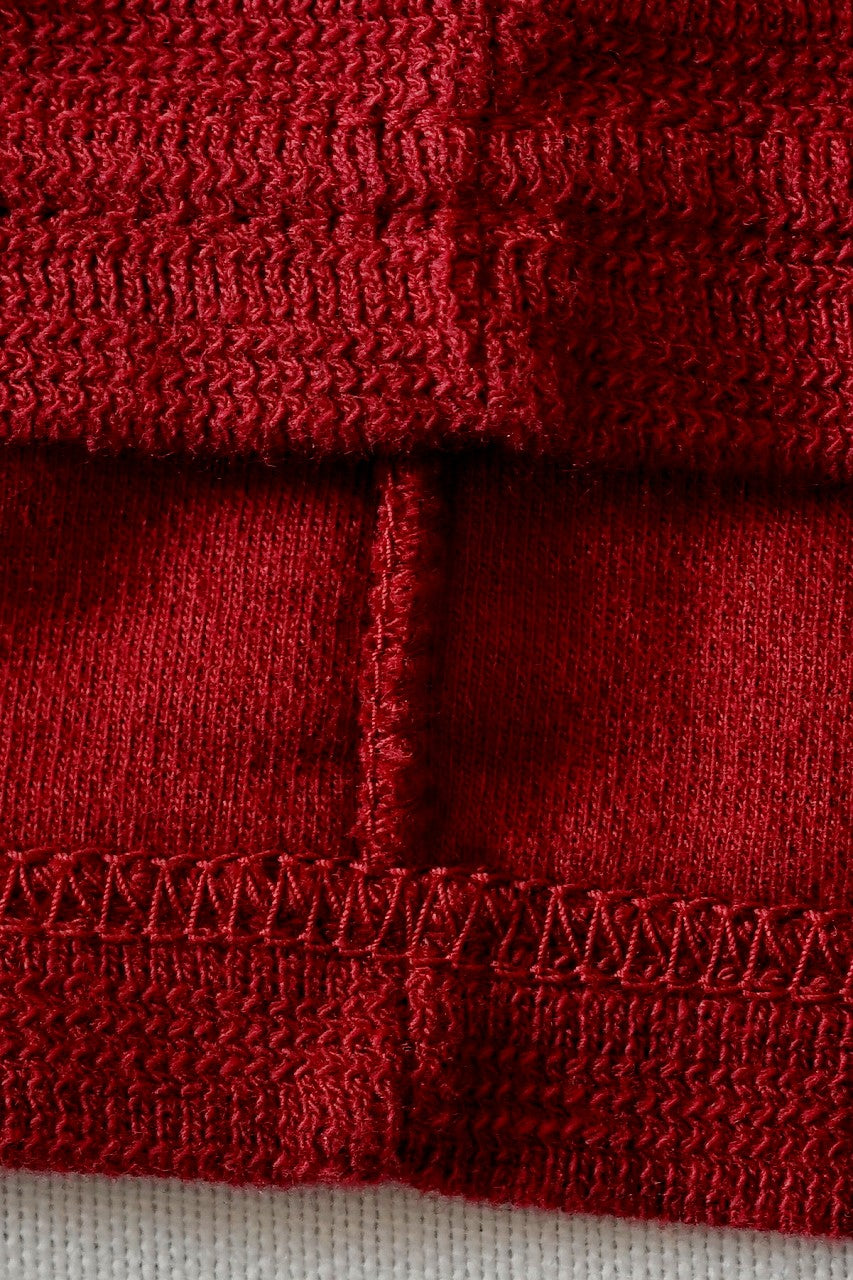 DALEE'S (ダリーズ)　6分袖ヘンリーネックTシャツ　"Rail Nit.C (レイルニット.C)"　...RAIL ROAD KNIT　ボルドー
