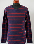 WARE HOUSE (ウエアハウス)　長袖ボーダーTシャツ　4088　ナスコン×レッド