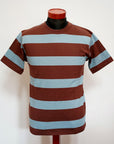 WARE HOUSE (ウエアハウス)　半袖3×2インチボーダーTシャツ　4089　ブラウン×サックス