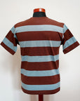 WARE HOUSE (ウエアハウス)　半袖3×2インチボーダーTシャツ　4089　ブラウン×サックス