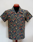 ADJUSTABLE COSTUME (アジャスタブルコスチューム)　半袖オープンカラーシャツ　AS-137　"BEST OF MORRIS IRIS PRINT OPEN SHIRT"　ブルー