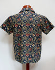ADJUSTABLE COSTUME (アジャスタブルコスチューム)　半袖オープンカラーシャツ　AS-137　"BEST OF MORRIS IRIS PRINT OPEN SHIRT"　ブルー