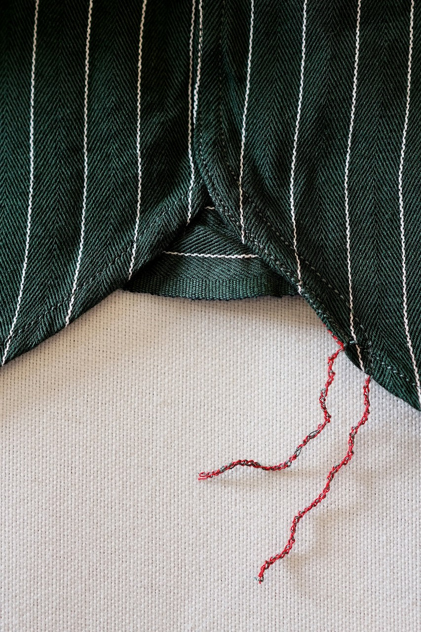 SUGAR CANE (シュガーケーン)　半袖ワークシャツ　SC39305　"COKE STRIPE WORK SHIRT with EMBROIDERED"　グリーン