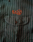 SUGAR CANE (シュガーケーン)　半袖ワークシャツ　SC39305　"COKE STRIPE WORK SHIRT with EMBROIDERED"　グリーン