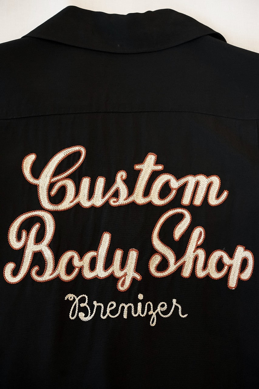 STYLE EYES (スタイルアイズ)　レーヨン・ボウリングシャツ　SE39261　"CUSTOM BODY SHOP"　ブラック