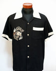 TAILOR TOYO (テーラー東洋)　半袖スカ・ボウリングシャツ　TT39303　"DRAGON & JAPAN MAP"　ブラック