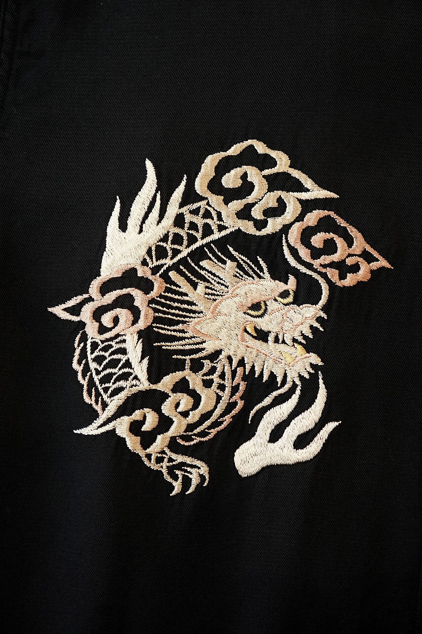 TAILOR TOYO (テーラー東洋)　半袖スカ・ボウリングシャツ　TT39303　"DRAGON &amp; JAPAN MAP"　ブラック