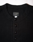 DALEE'S (ダリーズ)　6分袖ヘンリーネックTシャツ　"Rail Nit.D (レイルニット.D)"　...1920s RAIL ROAD KNIT　ブラック