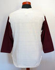 WARE HOUSE (ウエアハウス)　7分袖ベースボールTシャツ　4800　"FALCONS"　クリーム×ボルドー
