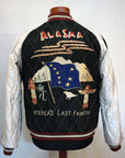 TAILOR TOYO (テーラー東洋)　リバーシブル別珍スカジャン　TT15544　ネイビー "MOUNTAIN GOAT" × ブラック/オフ "ALASKAN FLAG"