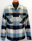 DELUXEWARE (デラックスウエア)　ウールシャツ　MVB-14　"THROUGH WOOL SHIRT"　ブルーチェック