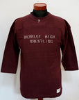 WARE HOUSE (ウエアハウス)　7分袖フットボールTシャツ　4063　"BERKLEY HIGH"　ボルドー