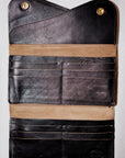Dapper's (ダッパーズ)　ダブルフラップウォレット　1719　"Horsehide Double Flap Wallet"　ブラック (ブラウンベース)