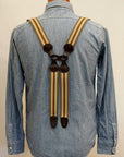 Dapper's(ダッパーズ)　Hバックスタイル・サスペンダー　1750A　"Classical Suspenders by Gevaert"　ライトブラウン/イエローベージュ(ストライプ)×ブラウン