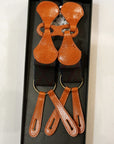 Dapper's (ダッパーズ)　Hバックスタイル・サスペンダー　1750A　"Classical Suspenders by Gevaert"　オリーブ/ワイン (アーガイル) ×タン (レザー)