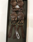 Dapper's (ダッパーズ)　Hバックスタイル・サスペンダー　1750A　"Classical Suspenders by Gevaert"　ベージュ/ブラウン(アーガイル) ×ブラウン(レザー)