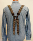 Dapper's (ダッパーズ)　Hバックスタイル・サスペンダー　1750A　"Classical Suspenders by Gevaert"　ベージュ/ブラウン(アーガイル) ×ブラウン(レザー)