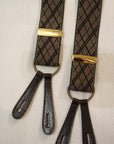 Dapper's (ダッパーズ)　Hバックスタイル・サスペンダー　1750A　"Classical Suspenders by Gevaert"　ベージュ/ブラウン(アーガイル) ×ブラウン(レザー)