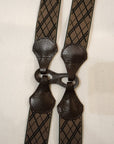 Dapper's (ダッパーズ)　Hバックスタイル・サスペンダー　1750A　"Classical Suspenders by Gevaert"　ベージュ/ブラウン(アーガイル) ×ブラウン(レザー)