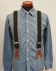 Dapper's (ダッパーズ)　Hバックスタイル・サスペンダー　1750A　"Classical Suspenders by Gevaert"　オリーブ/ワイン (アーガイル) ×タン (レザー)